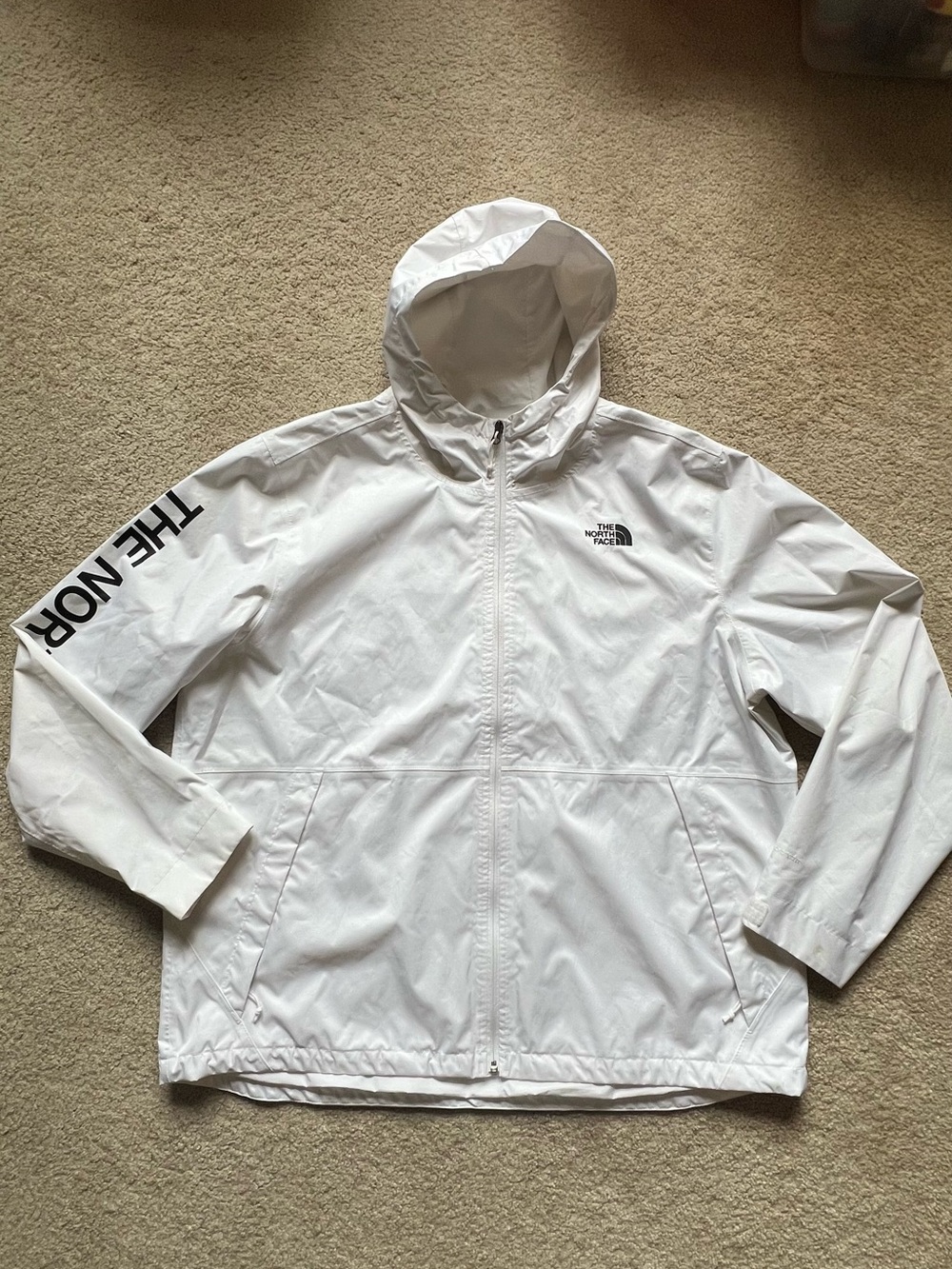 The North Face White Hooded Windbreaker Jacket size XXL